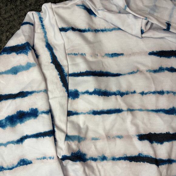 Onzie Women's After Yoga Hoodie M/L White Blue Tie Dye Retro Comfy Cozy NWT - Picture 4 of 9